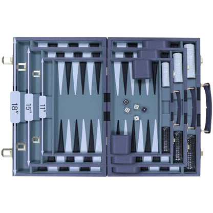Backgammon Set - Classic Board Game with Premium PU Leather Case - Portable Travel Strategy Backgammon Game Set for Adults, Kids Family Game Night, Vacation & Gifts (11inch Small, Gray) - color: Gray, style: 11inch
