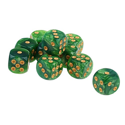 10PCS Polyhedral D6 Dice 16mm Acrylic Game Dice for RPG MTG DND Table Games (Green Yellow) - color: Green Yellow