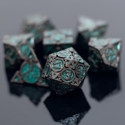 Metal DND Dice Set with Gift Box, Purple Black Sharp Edge Finish Heavy Polyhedral Dice, Designed for Dungeons & Dragons RPG DM and Players, for D&D, MTG RPG Meetings (Ranger) - color: Arrow-green