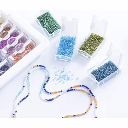 Elizabeth Ward Bead Storage Solutions Plastic Storage Tray and Bead Organizer with 78 Containers of Various Sizes, Tray, and Lid for Beads, Clear - style: 82-Piece