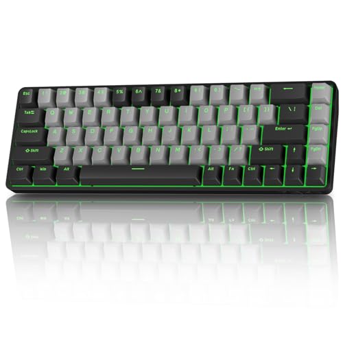 TMKB T68 60% Wireless Mechanical Gaming Keyboard, Tri-Mode BT5.0/2.4GHz/USB-C with Red Linear Switch, RGB Backlight, Anti-Ghosting, Compact 68 Keys, Wired/Wireless, Black/Gray - color: Black Grey/Red Switch, size: Wireless