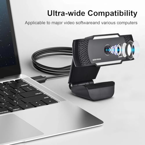 Auto Focus Full HD Webcam 1080P Auto-Light Balance- Pro Web Camera With Dual Digital Microphone USB Computer Webcam For PC Laptop Desktop MAC Video Calling Made For Meetings And Works For Streaming