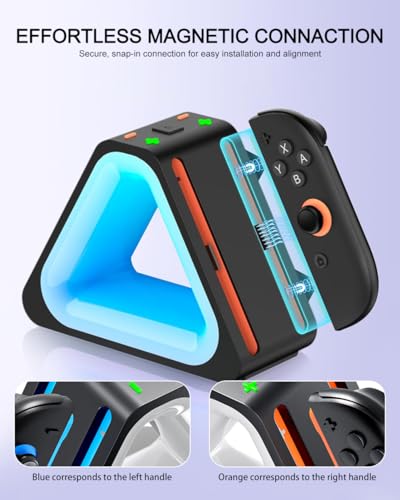 Charging Station for Nintendo Switch 2 Joy Con, Dock for Joy Con Dual-Direction Magnetic Fast Charging Station with 7 Light Modes, Extended Controller Charger Stand for Nintendo Switch 2 Accessories