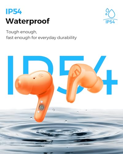 SoundPEATS C30 - True Wireless Earbuds - Bluetooth Headphones 6.0 - Orange | Hybrid ANC LDAC Hi-Res Audio 52H Playtime -52dB Adaptive Noise Cancelling 6-Mic Clear Call 12mm Driver Multi-Point IP54 - color: Orange
