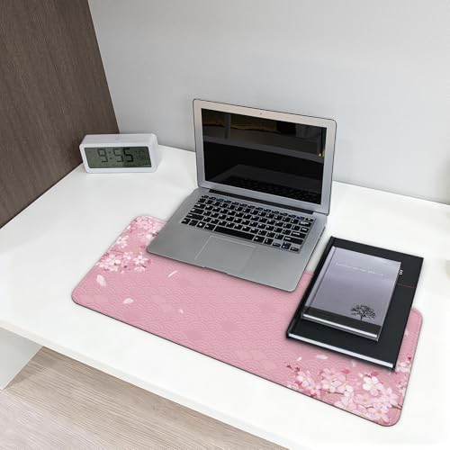 Gaming Mouse Pad with Anti-Slip Rubber Base, Extended Large Computer Mouse Mat with Stitched Edges, Long XL Anime Mousepad for Laptop and Keyboard, 31.5 x 11.8 inch (Pink Cherry Blossom) - color: Pink Cherry Blossom