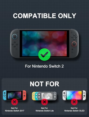 JUSPRO Dockable Grip Case for Nintendo Switch 2, Ergonomic Handheld Protective Cover Accessories with Quick-Release Joy-Con Design - color: BK