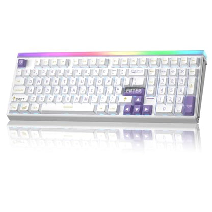 Aula Hero 99 Wired Gaming Keyboard, Hall Effect Switch with Rapid Trigger | 101Keys Hot Swap Magnetic Switch Keyboard with Number Pad, Web Driver RGB Backlit Mechanical Keyboard for Office PC Gamer - color: White Purple