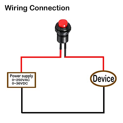 Gebildet 12pcs 12mm Prewired Latching Push Button Switch SPST ON/Off AC 250V/1.5A 125V/3A,Lockable Mini Round Rocker Switch for Table Lamp,Home Appliances - style: E426