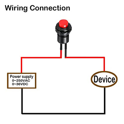 Gebildet 12pcs 12mm Prewired Latching Push Button Switch SPST ON/Off AC 250V/1.5A 125V/3A,Lockable Mini Round Rocker Switch for Table Lamp,Home Appliances - style: E426