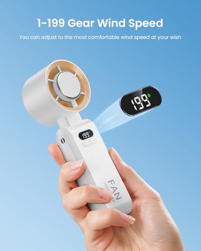 Handheld Portable Turbo Fan with Ice Cooler, Speed (1-199) 5500mAh Rechargeable Personal Fan,[20H Cooling Time] Mini Yet Powerful [20000 RPM] Small Pocket Fans for Travel/Outdoor/Home/Office, White - color: White