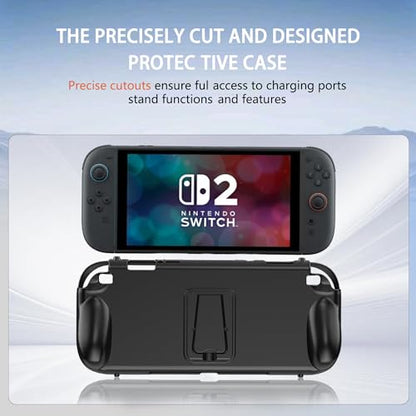 Carrying Case for Nintendo Switch 2 2025 Holds 24 Cartridges w/Pockets | 11.61-inch hard EVA shell with 24 game card slots, zippered pocket, soft lining, wrist strap, and accessory storage, Black - style: Eva Portable Bag With Protective Shell and 2 Scree