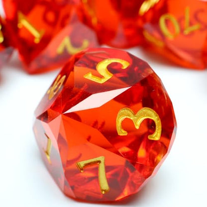 XENOLUX Polyhedral RPG Dice,Handmade Resin Red DND Dice Set for Dungeons and Dragons-RD Red - color: Rd-red
