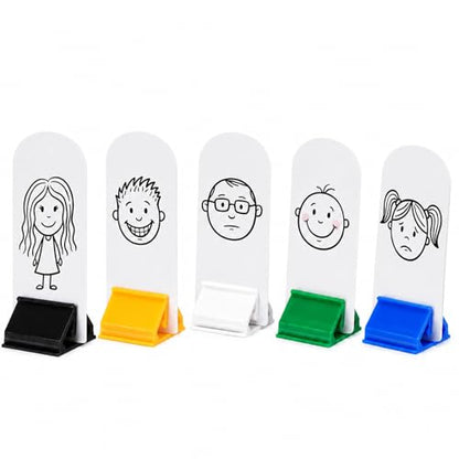 12 Sets Plastic Game Pieces for Board Games, 6 Colors Double-Sided Card Stands with Blank Cards Board GameTable Cards Display Stands for Bingo Game Night Party Supplies