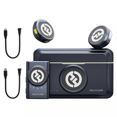 Hollyland Lark M2 Wireless Lavalier Microphone for Camera PC Laptop Phones, Mini Lapel Microphone Wireless, 48KHz 24Bit, 1000ft Range, Noise Cancellation, 30H Battery for Video Recording, Streaming | 2-Person Camera Kit, 48 Khz and 24-Bit Hi-Fi Audio, Up