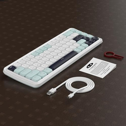 MageGee 60% Slim Wireless Creamy Mechanical Keyboard,Moon68 RGB Backlit Gaming Keyboard,Quiet 2.4G/BT5.0/USB-C Blue Tooth 68Keys with Short Red Switches for PC MAC Xbox(Sky Blue)