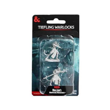 WizKids D&D Nolzur's Marvelous Miniatures: Tiefling Warlocks Dungeons and Dragons Unpainted Miniatures - style: Tiefling Warlocks