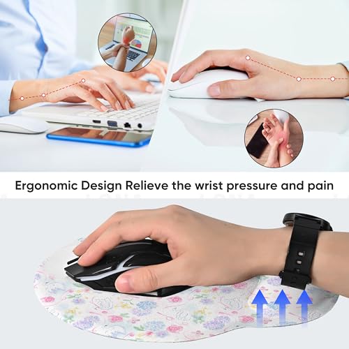 Ergonomic Mouse Pad with Wrist Support,Non-Slip Rubber Base for Computer Laptop & Mac,Lightweight Rest for Home,Office & Travel (Hydrangea Swan) - color: Hydrangea Swan