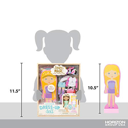 Story Magic Wooden Dress-Up Doll by Horizon Group USA, Dress Up Magnetic Wood Double Sided Doll, Over 40 Outfit and Accessory Pieces, Creative Pretend Play, Perfect for Ages 4+ - style: Rustic