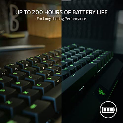 Razer BlackWidow V3 Mini HyperSpeed 65% Wireless Mechanical Gaming Keyboard: Green Mechanical Switches Tactile & Clicky - Doubleshot ABS Keycaps - Chroma RGB - Up to 200 Hr Battery - Snap Tap