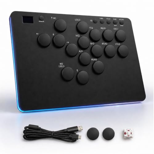 DOYOKY Leverless Controller for PC/PS4/PS3/Switch/Steam Deck | Leverless Arcade Stick, 16-Button Fight Stick with Reinforced USB-C, OLED Display, Hot-Swappable Switches, SOCD, Turbo & RGB