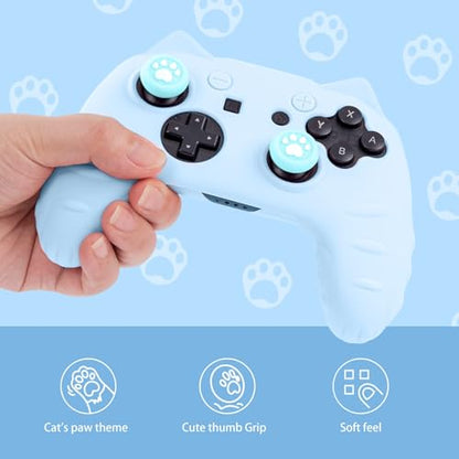 Switch Pro Controller Skin Silicone Cover - Anti-Slip Grip Cat Paw Design with Joystick Ring Guards, Protective Case Shell, Custom Cute Kawaii Accessory - Not for Switch 2, PowerA or Third-Party Model