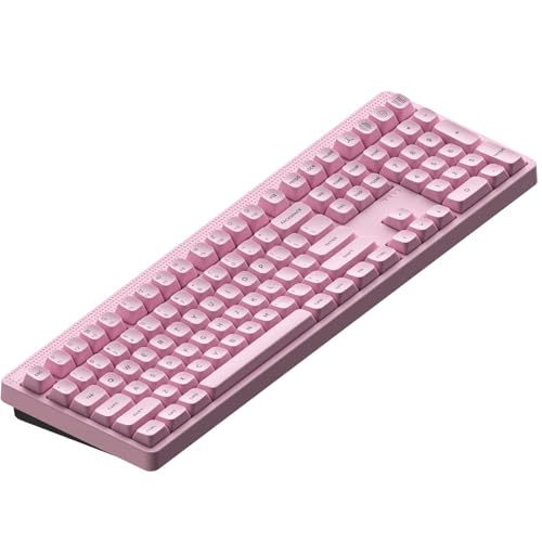 NuPhy Node100 Wireless Mechanical Keyboard, Hot Swappable Custom Bluetooth Keyboard, 109 Keys Computer Gaming Keyboards, Supports Touch Gestures, PBT Keycaps, RGB Backlit, Bluetooth/2.4GHz/USB-C - color: Pink, size: High-profile Red Max Switch