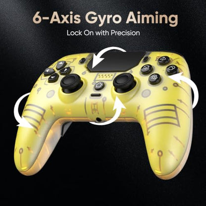 BETMI LED Wireless Controller for PS5, Pro/Slim/Steam Deck/PC(Frosted Glod) | Hall Joysticks/Trigger, Marco Back Button, Turbo, Dual Vibration, 6-Axis, 3.5mm Jack, Built-in Mic, Gamepad with Speaker - color: Frosted Glod