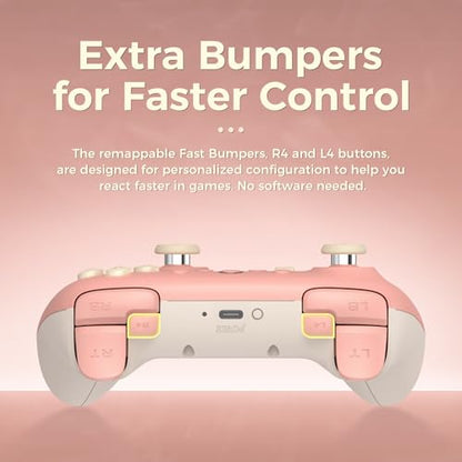 AKNES 8Bitdo Ultimate 2C Wireless 2.4G Controller for Windows PC and Android, Gamepad with Hall Effect Joysticks and Hall Triggers, 1000Hz Polling Rate, Remappable L4/R4 Bumpers - Peach | Gamepad with Hall Effect Joysticks and Hall Triggers, 1000Hz Pollin