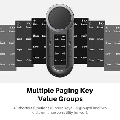 HUION Keydial Remote Bluetooth Macro Pad, 6-Set 8 Customized Keys & 2 Dial | Wireless Programmable Keypad, OLED Display, Work with PC, Mac, Mobile, One-Hand Shortcut Keyboard for Drawing Tablet, Laptops - size: Dual Bluetooth
