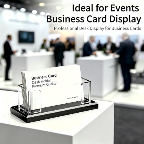Acrylic Business Card Holder, Black, Clear Horizontal 1 Slot Desktop Organizer, 60 Card Capacity, Display Stand for Desk (M) - size: M