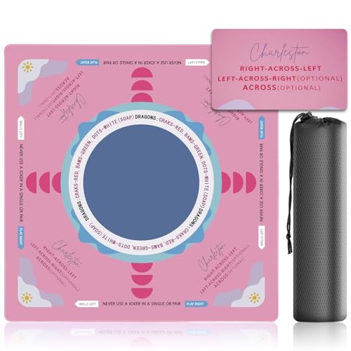 Mahjong Mat for Table, 32 Inch Non-Slip & Noise Reduction Gaming Mat with Drawstring Bag, Perfect for Poker, Board Games, Card Games, Tile Games, and Dominoes, Pink - color: Pink-blue