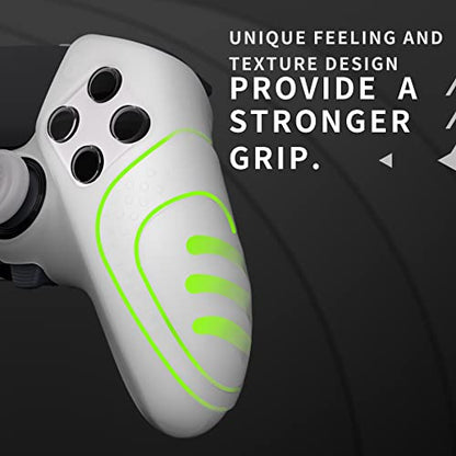PlayVital Guardian Edition Anti-Slip Ergonomic Silicone Cover Case for ps5 Edge Controller, Soft Rubber Protector Skin for ps5 Edge Wireless Controller with Thumb Grip Caps - Clear White - color: Clear White