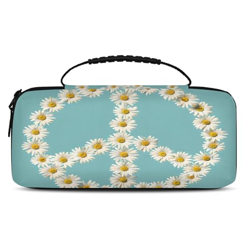 Adornori Floral Peace Sign Carry Case Compatible with Nintendo Switch 2, with 20 Games Cartridges, Daisy Portable Travel Carrying Case Pouch for Accessories & Games - color: Multicolor 15