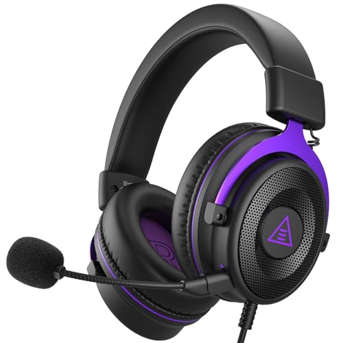 EKSA E900 Gaming Headset with Mic for Xbox PC PS4 PS5 | Detachable Noise Canceling Mic, 3D Surround Sound, Wired Headphone for Gaming, Computer, Laptop, 3.5MM Jack - color: Purple