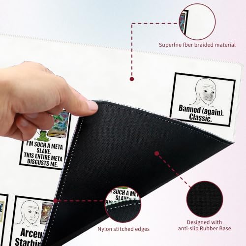 Playmat for Trading Card Game with 31 Damage Counters,Single Player Trainer Mat and Professional Storage Bag (Funny) - color: Funny
