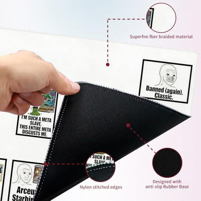 Playmat for Trading Card Game with 31 Damage Counters,Single Player Trainer Mat and Professional Storage Bag (Funny) - color: Funny