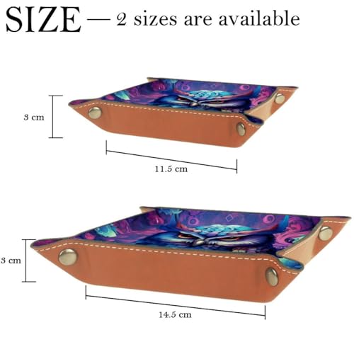 Neon Owl Dice Tray PU Leather Dice Rolling Tray Folding Dice Holder for Dice Games, Like RPG, DND and Other Table Games - color: Multi 1