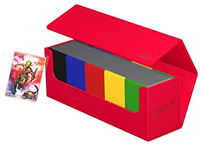 Ultimate Guard Arkhive 400+, Deck Case for 400 Double-Sleeved TCG Cards, Red, Compatible with Boulders, Magnetic Closure & Microfiber Inner Lining - color: Red, size: 400+