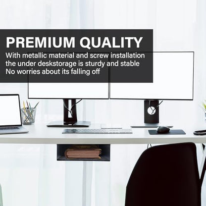 Under Desk Storage Shelf, Steel Under Desk Tray Mountable Add-On Shelf for Table Office Desk, Small (Pack of 1) - size: Small (7.5" x 8" x 2.8")