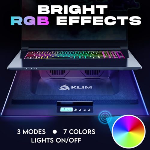 KLIM Mistral Laptop Cooling Pad - New - Powerful Turbo-Laptop Fans (4500 RPM) - Rubber Seal and Dust Filters for Maximum Performance - Gaming Laptop Cooler to Avoid Overheating - 15.6-17.3 inch