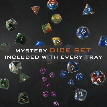 All-in-One Dice Tray with Tower by TTRPG World - Magnetic Modular Organizer for 5E & d20 RPGs with Soft Lining, Tower, Mini Holder, Sheets & Mystery Dice Set (Green) - color: Green