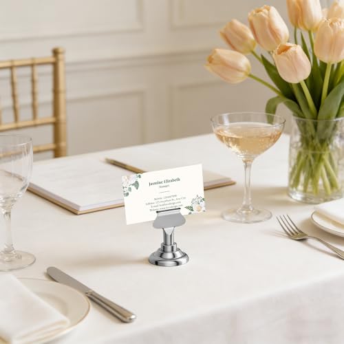 Urban Deco 16PK Table Number Holders Place Card Holders 1.7 Inch Table Card Holders Steel Card Holders for Photos, Food Signs, Memo Notes, Weddings, Restaurants, Birthdays(Silver) - color: Silver