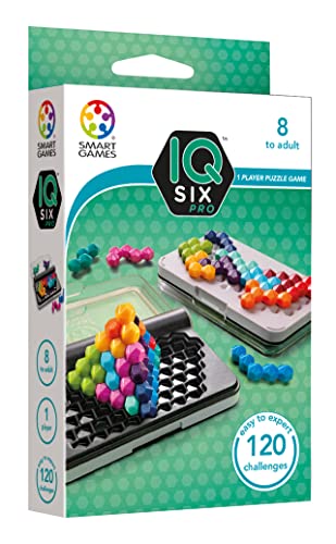 SmartGames IQ Six Pro Travel Game for Kids and Adults, a Skill-Building Brain Game - Brain Teaser for Ages 8 & Up, 120 Challenges in Travel-Friendly Case
