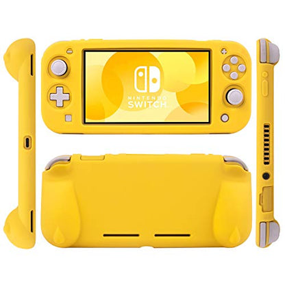 Silicone Protective Case for Nintendo Switch Lite, Soft Grip Case Cover with Comfort Ergonomic Handles for Nintendo Switch Lite 2019 [Self Stand][4 Thumb Stick Caps] (Yellow) - color: 실리콘-옐로우