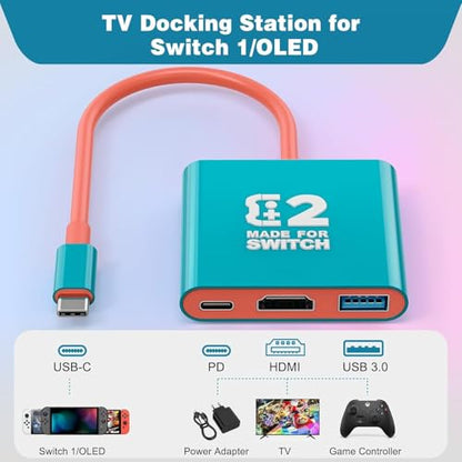 Tendak Docking Station for Nintendo Switch/OLED | Portable Switch TV Dock, Support 4K/60HZ TV Mode, Compatible with Steam Deck/ROG Ally, Travel Dock with HDMI 2.0 USB 3.0 Port