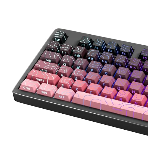 133 Aesthetic Topographic PBT Keycaps, No Tearing, Never Fade & Non-Slip, Modern RGB Backlit Black-to-Pink Gradient Keycaps for Mechanical Keyboard - Ergonomic (Doubleshot, Fit All for MX Layout) - color: Black Pink Gradient