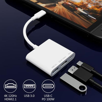 Switch 2 Dock, Portable USB-C Docking Station with HDMI2.1/4K 120Hz, PD 100W Charging, USB Port, Travel TV Dock for Switch/Steam Deck/ROG Ally X/Laptop