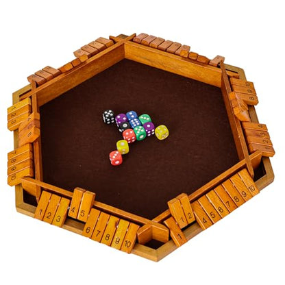 Shut The Box Game Wooden,6 Players Math Games for Kids 8-12,Dice Box Family Games for Kids and Adults,Board Tabletop Games for Kids 5-7, Close The Box Game for Classroom,Home,Party or Pub(6-Retro) - style: 6-player - Retro