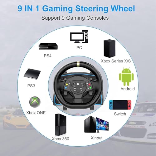 DOYO Gaming Steering Wheel for PC, Xbox One, PS4, Xbox Series X, Switch | 1080° Universal Usb Sim Racing Wheel, Vibration Feedback, Paddle Shifters, Steering Wheel for PC, Xbox Series S, PS3, Switch - color: Black - 1080° Racing Wheel