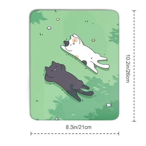 Cute Cat Square Mouse Pad,Black and White Cats Mouse Pads for Wireless Mouse Desk Accessories,10"X8"Travel Mousepad with Non-Slip Rubber Base, Stitched Edge Mouse Pads for Desk,Computers,Laptop,Office - color: S-2